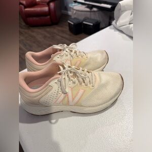 New Balance Women's Cream and Pink Sneakers